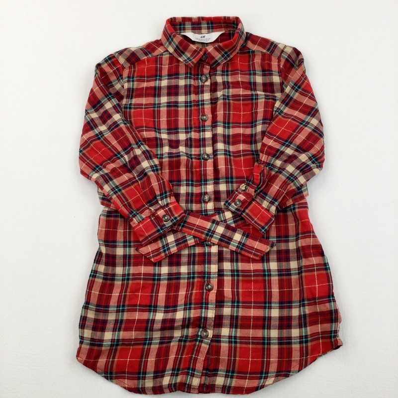Red, Blue & Gold Checked Cotton Dress - Girls 2-3 Years