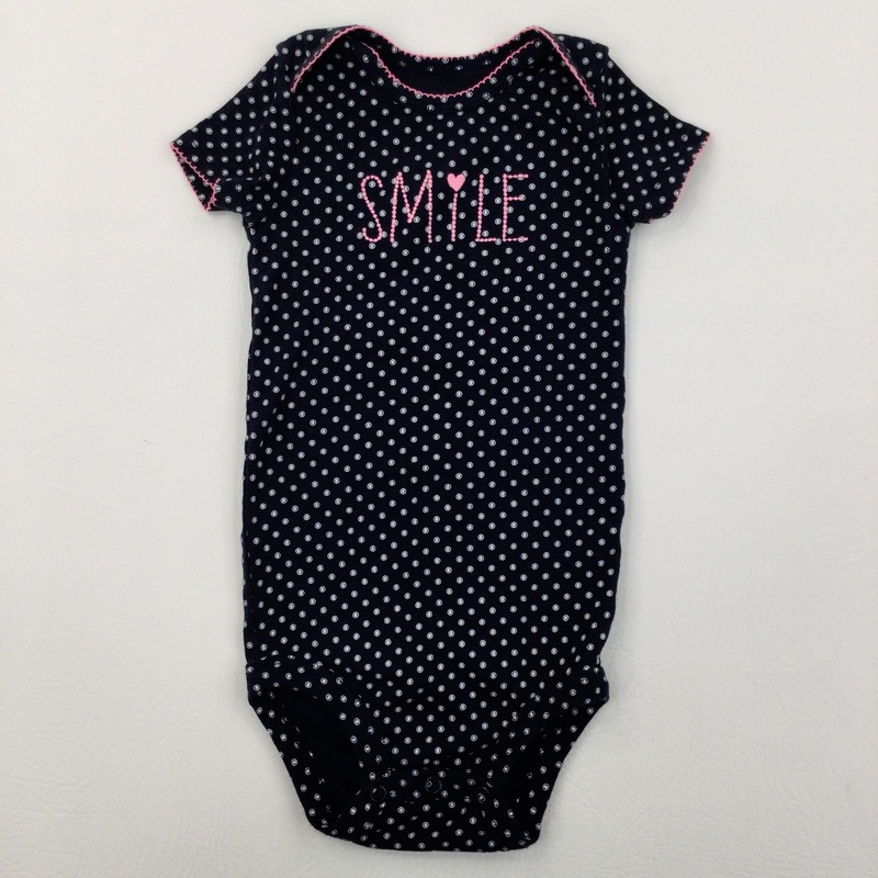 'Smile' Spotty Navy Bodysuit - Girls 18 Months