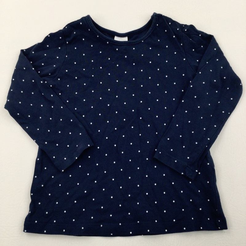 Spotty Navy & White Long Sleeve Top - Girls 18-24 Months