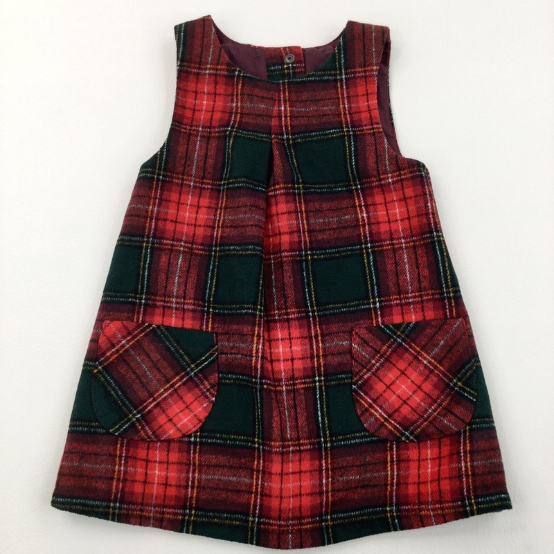 Tartan Style Red & Green Warm Dress - Girls 2-3 Years