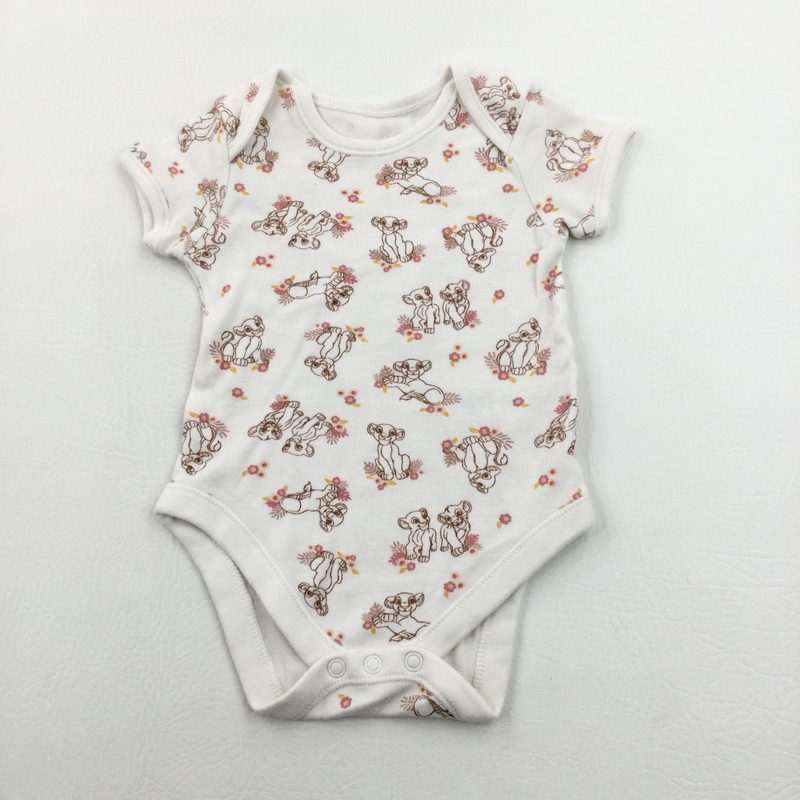 The Lion King Cream Short Sleeve Bodysuits - Girls 9-12 Months