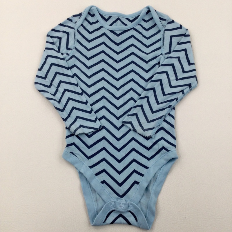 Zig Zags Blue & Navy Long Sleeve Bodysuit - Boys/Girls 2-3 Years
