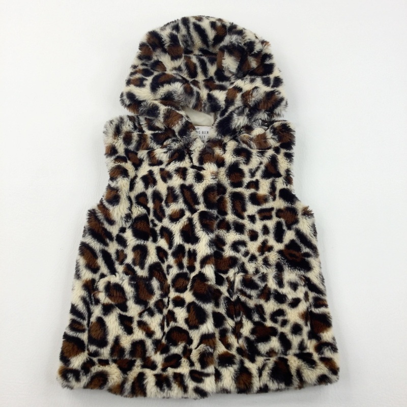Animal Print Fluffy Gilet - Girls 3-4 Years