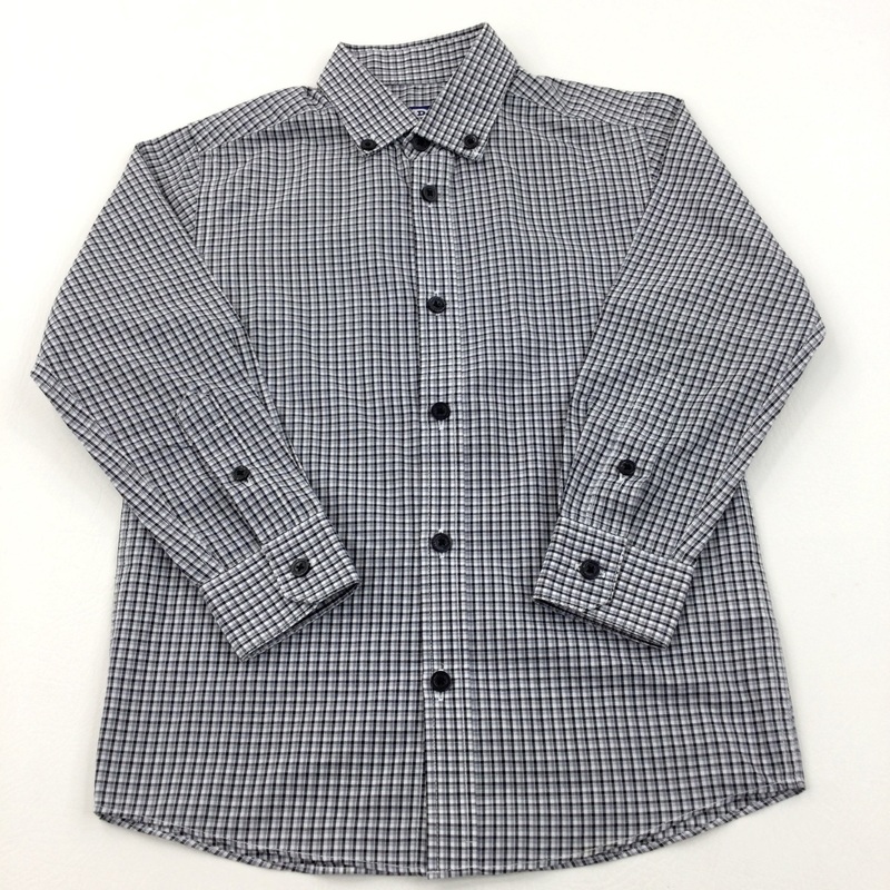 Black & White Checked Long Sleeve Shirt - Boys 6 Years