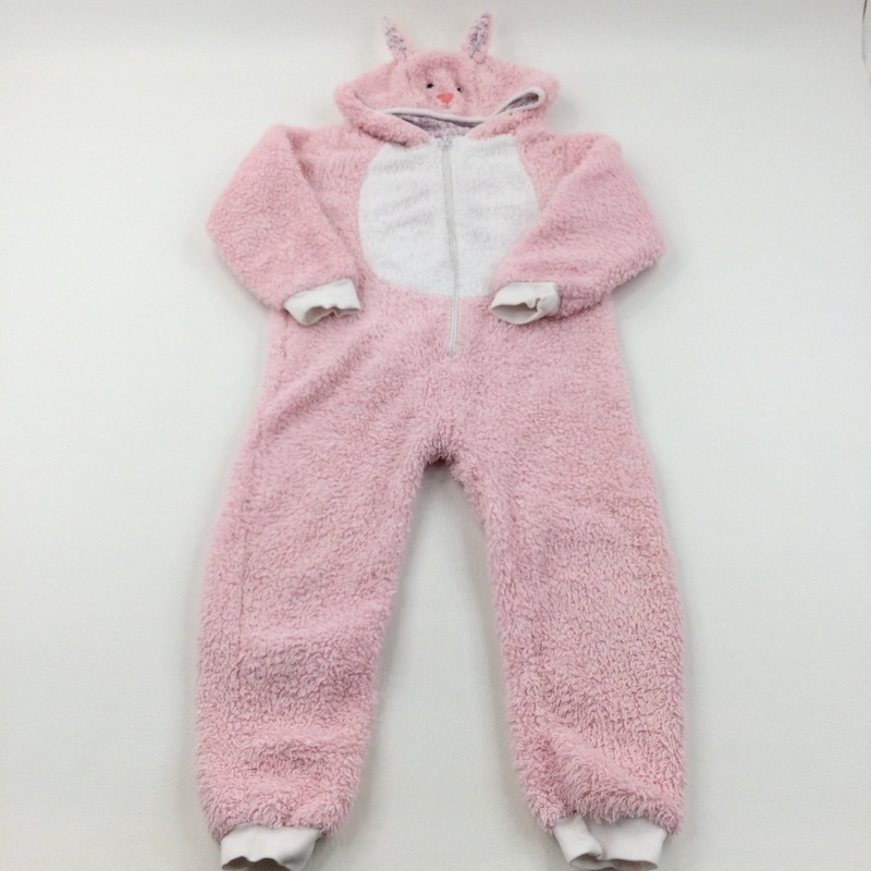 Bunny Pink Fluffy Onesie - Girls 7 Years