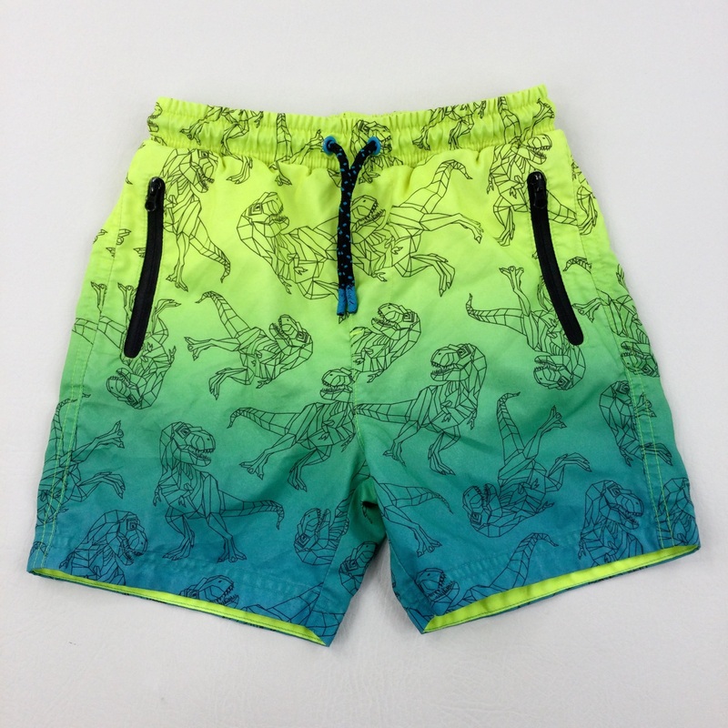 DinosaursYellow & Blue Swim Shorts - Boys 6-7 Years