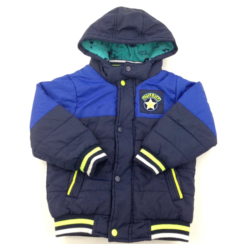 'Little Star' Blue & Navy Hooded Coat - Boys 3-4 Years