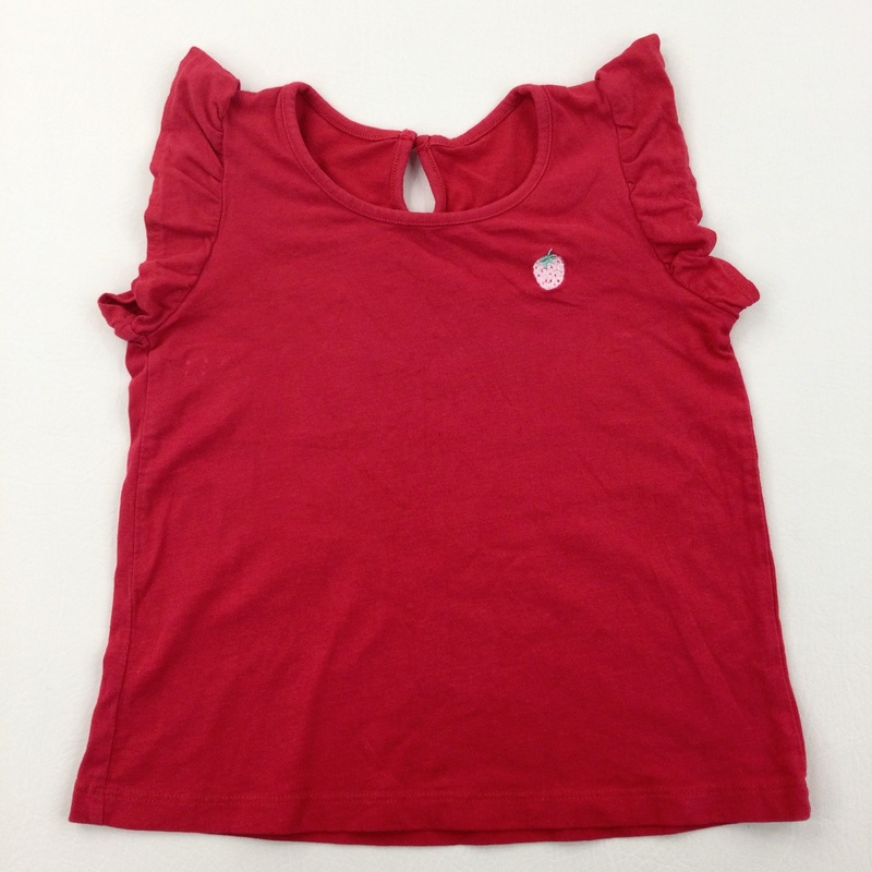 Strawberry Embroidered Red T-Shirt - Girls 4-5 Years