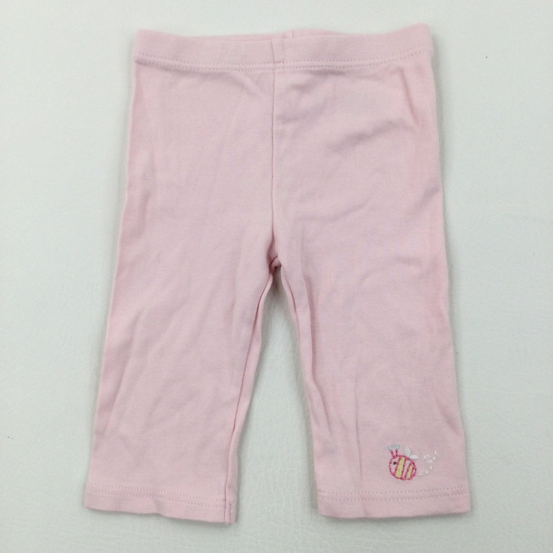 Bee Embroidered Pink Leggings - Girls 3-6 Months