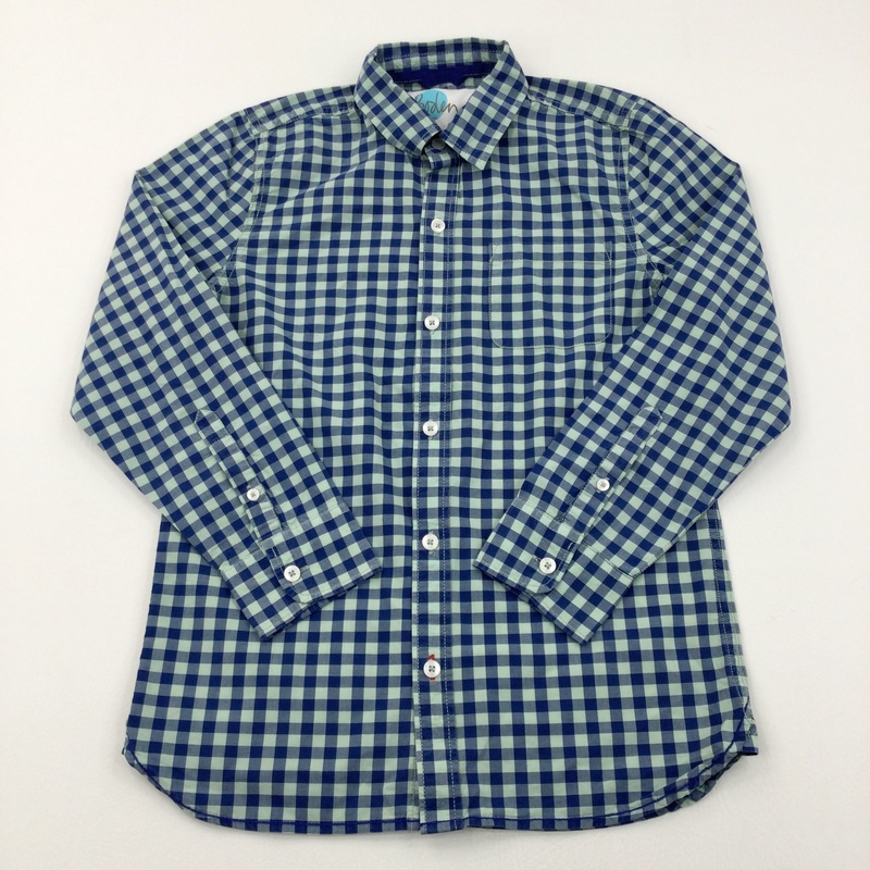 Green & Navy Checked Long Sleeve Shirt - Boys 9-10 Years