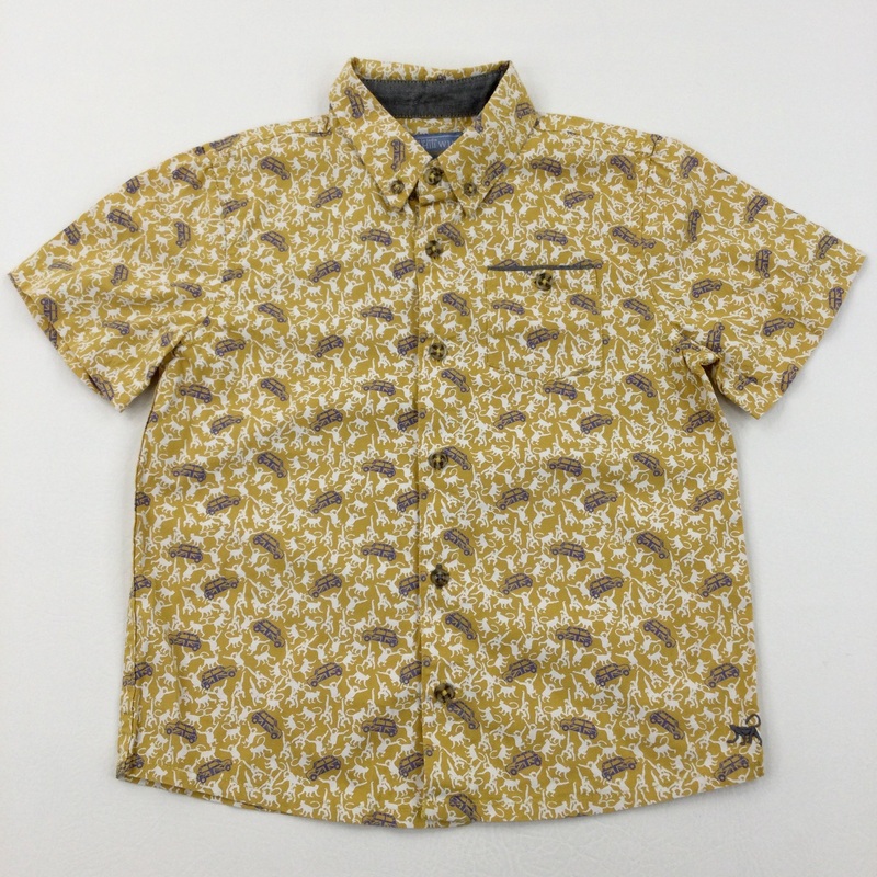 Monkeys & Minis Yellow Short Sleeve Shirt - Boys 7-8 Years