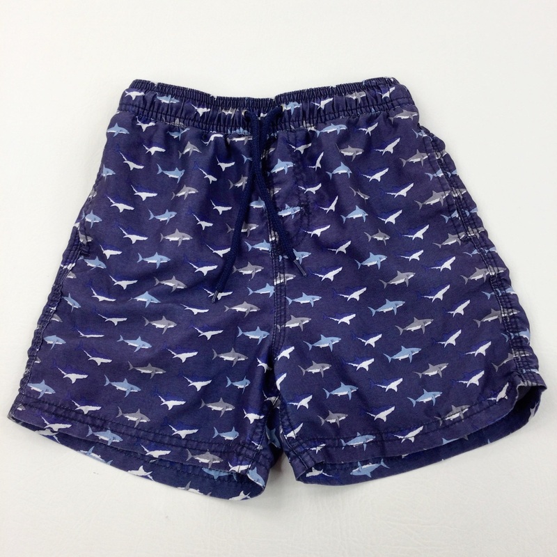 Sharks Navy Swim Shorts - Boys 7-8 Years