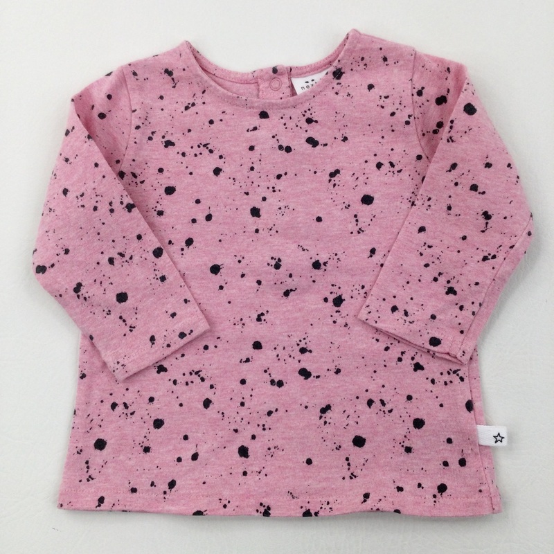 Splatter Effect Pink Long Sleeve Top - Girls 3-6 Months