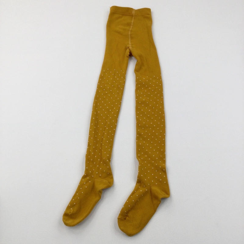 Spotty Mustard Yellow Tights - Girls 9-10 Years