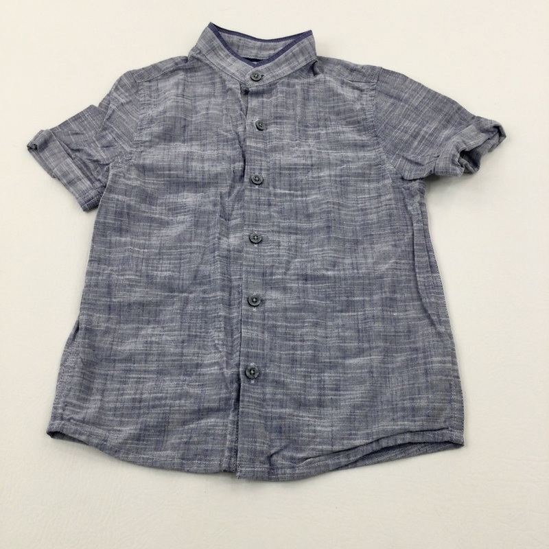 Blue Cotton Short Sleeve Shirt- Boys 3-4 Years