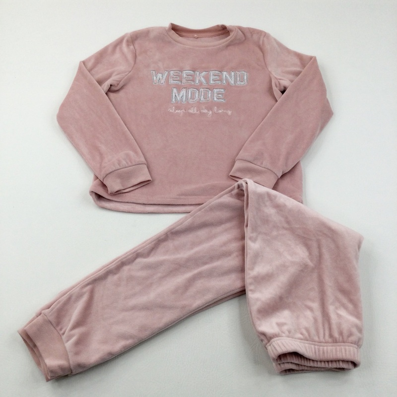 'Weekend Mode' Pink Fleece Pyjamas - Girls 11-12 Years