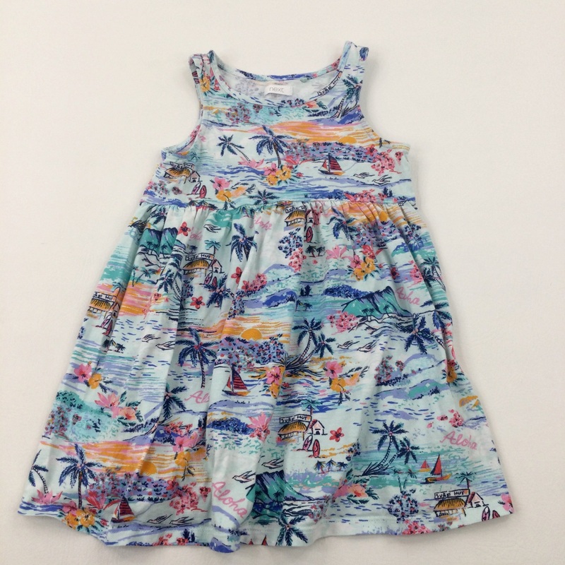 'Aloha' Beach Blue Jersey Sun Dress - Girls 4-5 Years