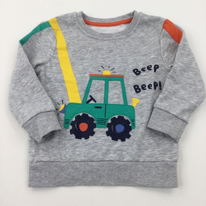 'Beep Beep!' Digger Grey Sweatshirt - Boys 2-3 Years