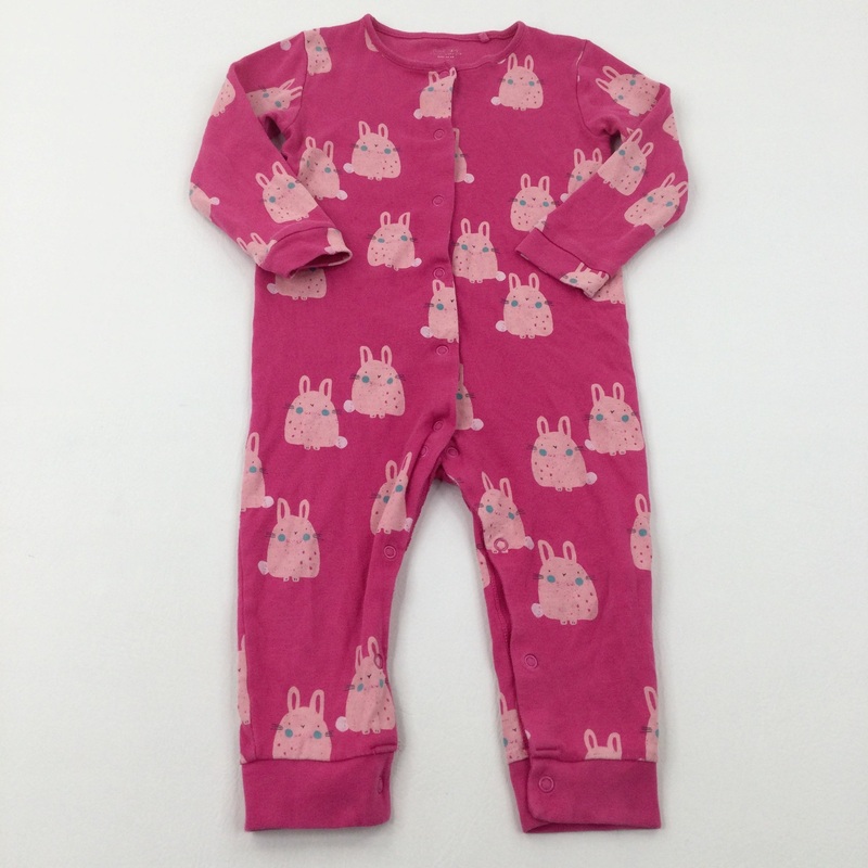 Bunnies Pink Long Sleeve Romper - Girls 18-24 Months