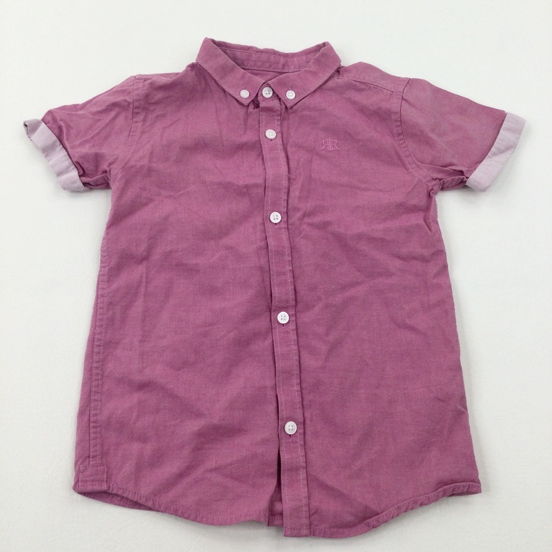 Dark Pink Short Sleeve Shirt - Boys 3-4 Years