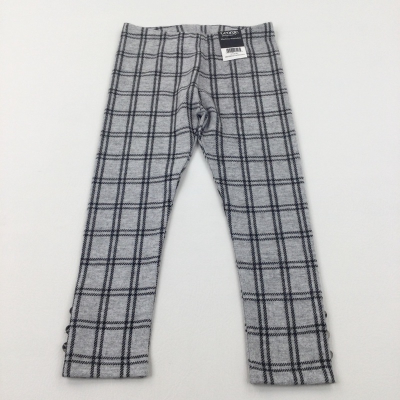 **NEW** Grey & Black Checked Warm Leggings - Girls 3-4 Years
