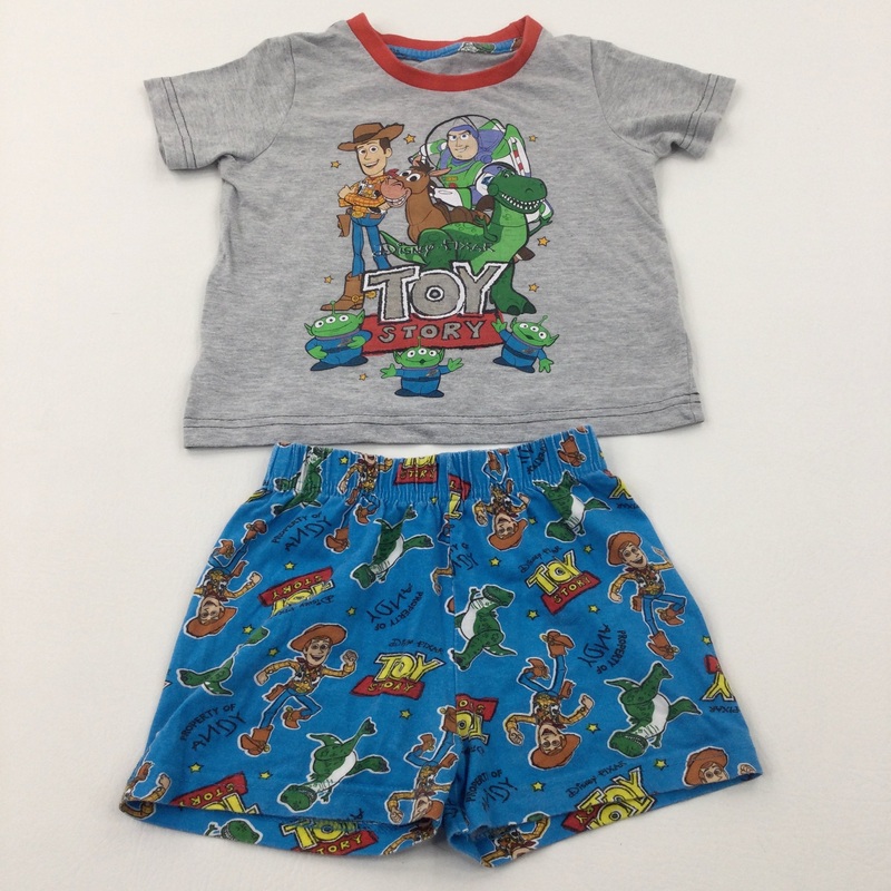 'Toy Story' Grey & Blue Short Pyjamas - Boys 18-24 Months