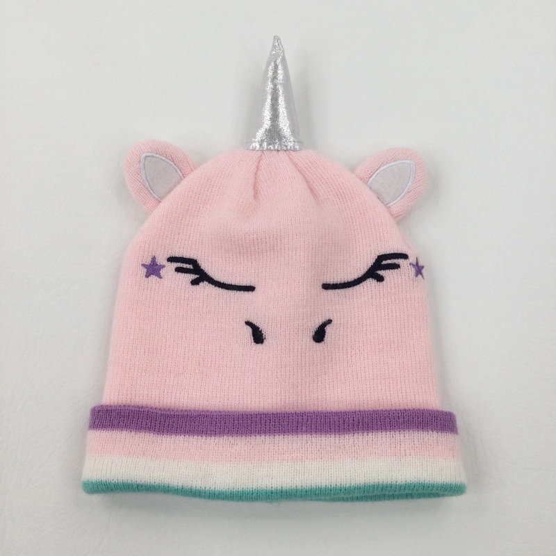 Unicorn Pink Knitted Hat - Girls 4-5 Years