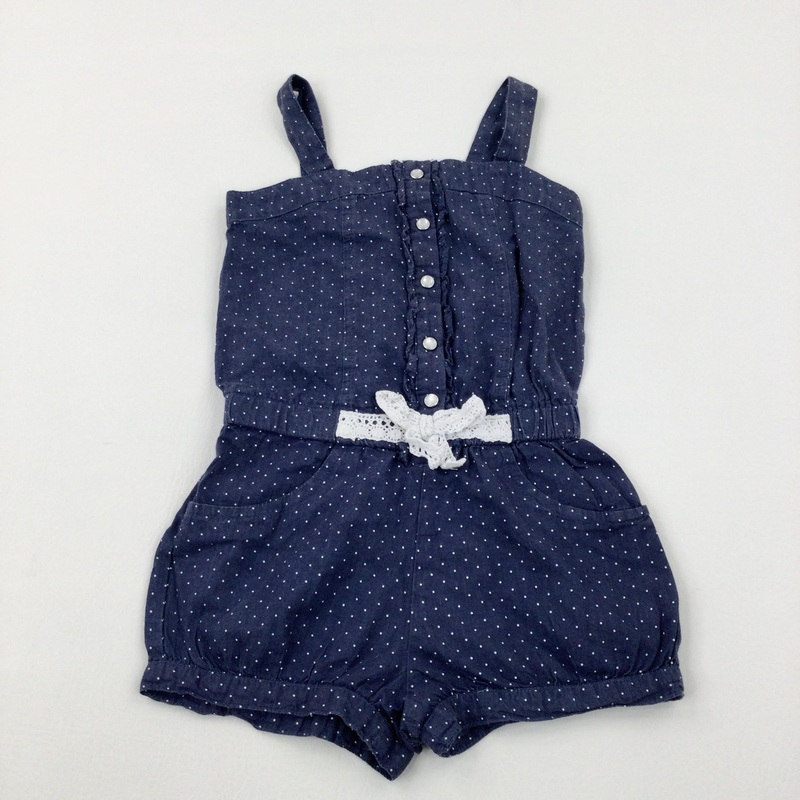 Blue Spotty Sleeveless Playsuit - Girls 3-4 Years