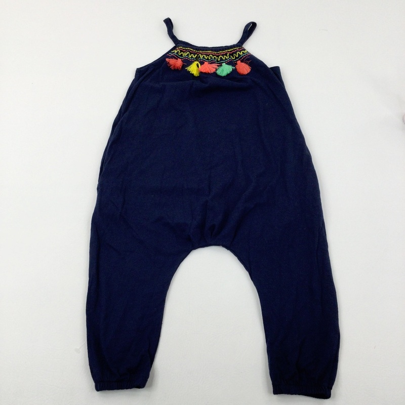 Colourful Tassels Navy Sleeveless Jumpsuit - Girls 3-4 Years