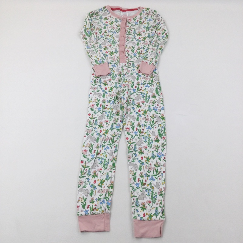 Flowers White Lightweight Onesie - Girls 6-7 Years