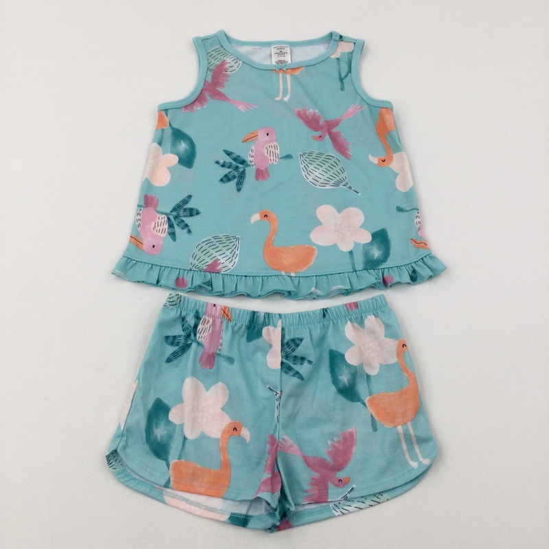 **NEW** Colourful Birds Blue Vest & Shorts Set - Girls 4-5 Years