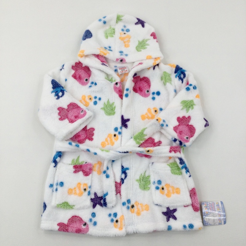 **NEW** Colourful Fishes White Dressing Gown - Girls 18-24 Months