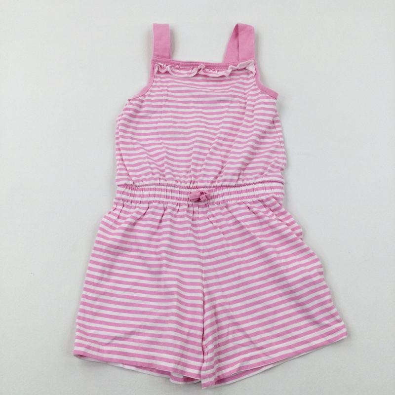 Pink Striped Sleeveless Playsuit - Girls 4-5 Years
