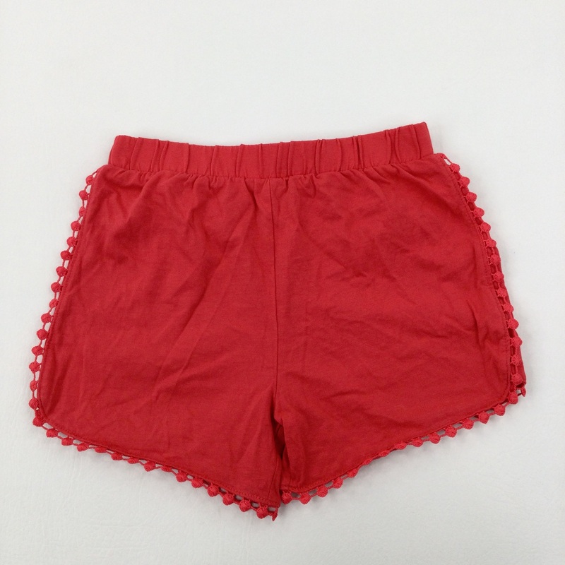 Red Cotton Jersey Shorts - Girls 6-7 Years