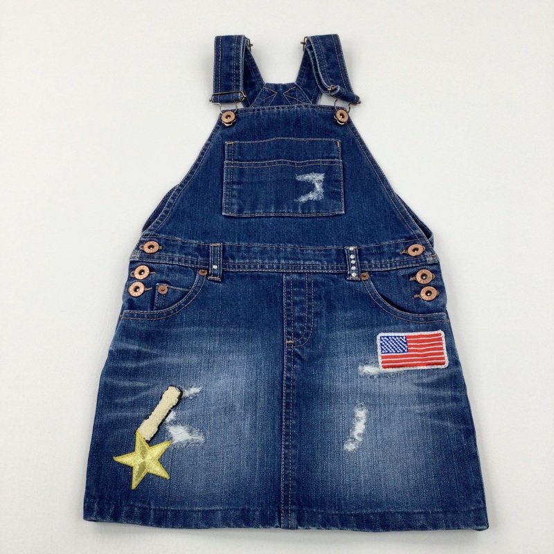 Star Motif Blue Denim Sleeveless Dress - Girls 5-6 Years