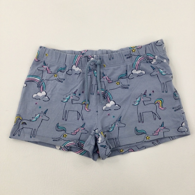 Unicorns Blue Cotton Shorts - Girls 4-5 Years