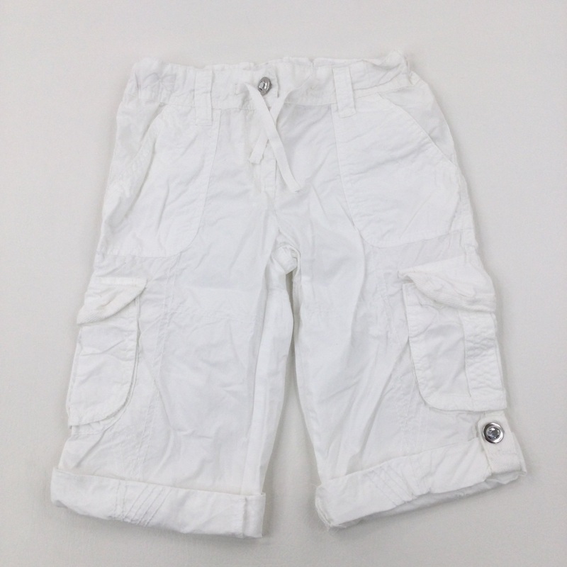 White Cargo Shorts - Girls 7-8 Years