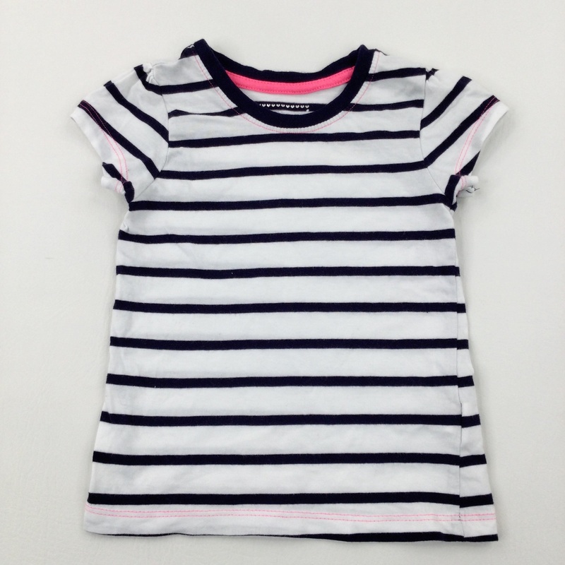White Striped T-Shirt - Girls 18-24 Months