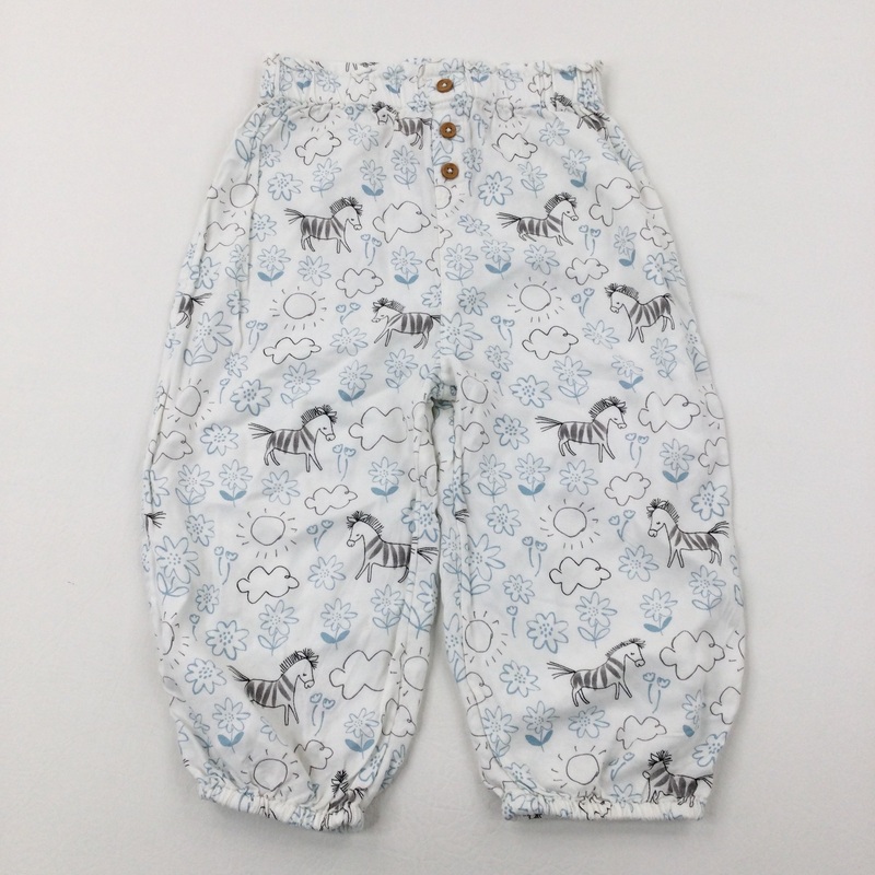 Zebra Flowers White Trousers - Girls 18-24 Months