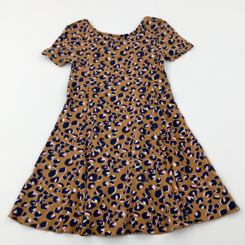 Animal Print Brown Dress - Girls 8-9 Years