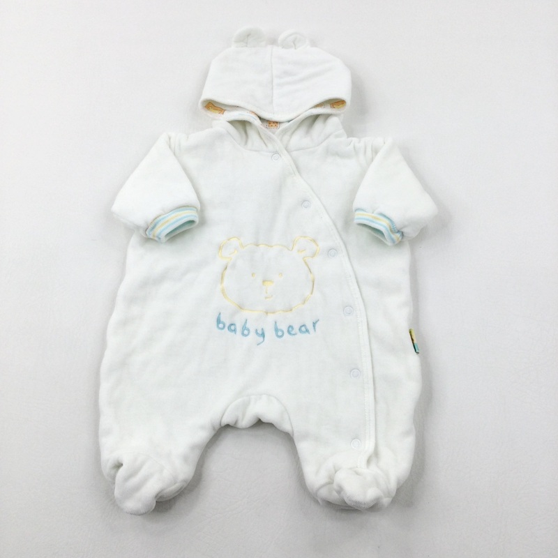 'Baby Bear' White Lightweight Pramsuit - Boys/Girls Newborn