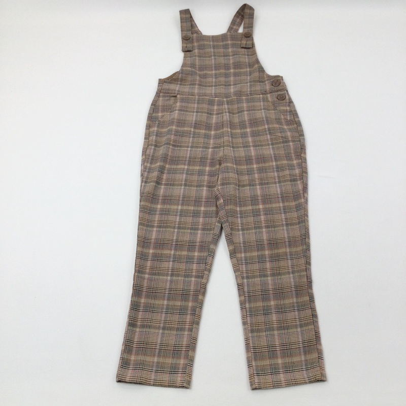 Checked Brown Dungarees - Girls 8-9 Years