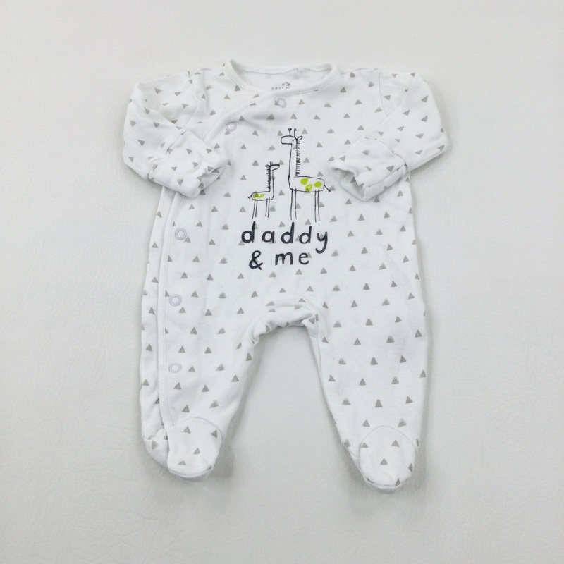 'Daddy & Me' Giraffes Triangles White Babygrow - Boys/Girls Newborn