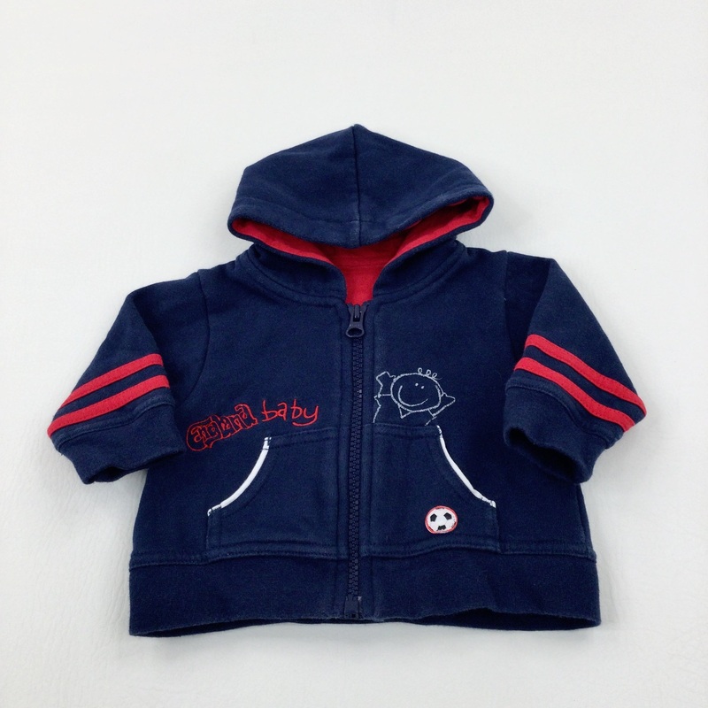 'England Baby' Football Motif Navy Zip Through Hoodie - Boys 0-3 Months