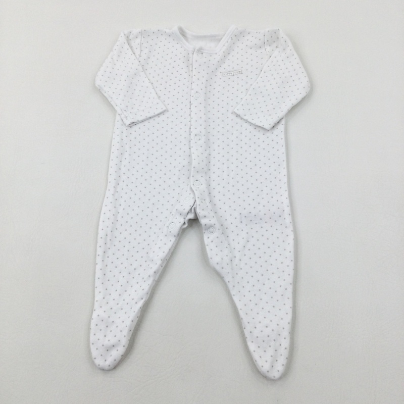 'I Love You' Stars White Cotton Babygrow - Boys/Girls Newborn