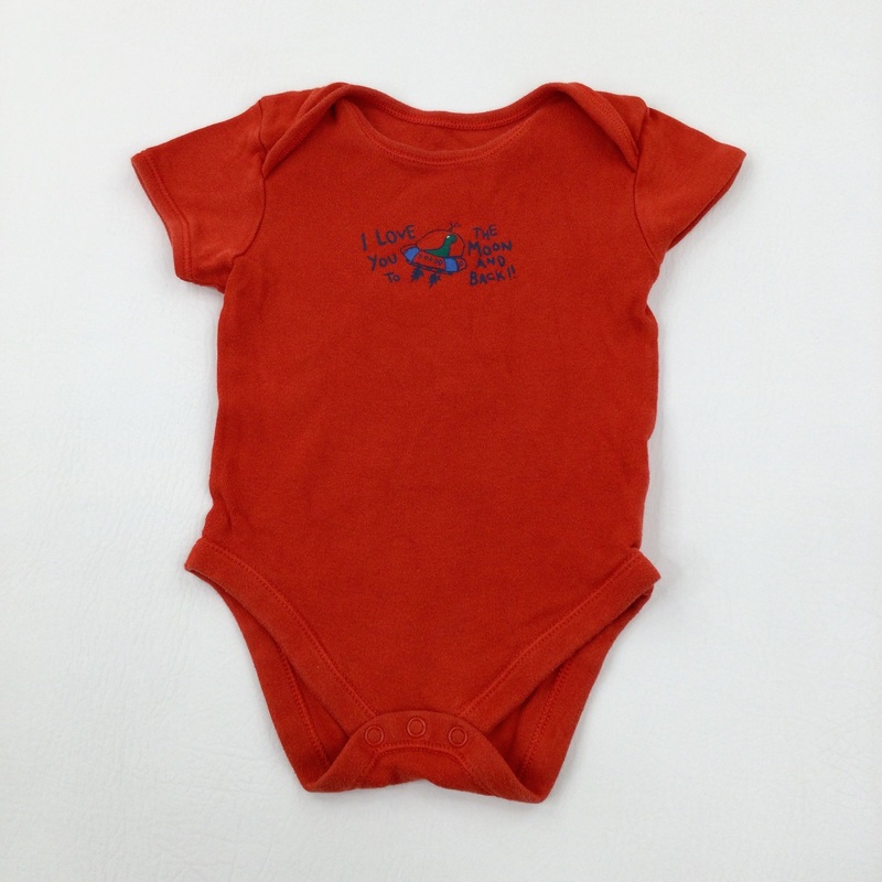'I Love You To The Moon And Back' Rocket Orange Short Sleeve Bodysuit - Boys 12-18 Months