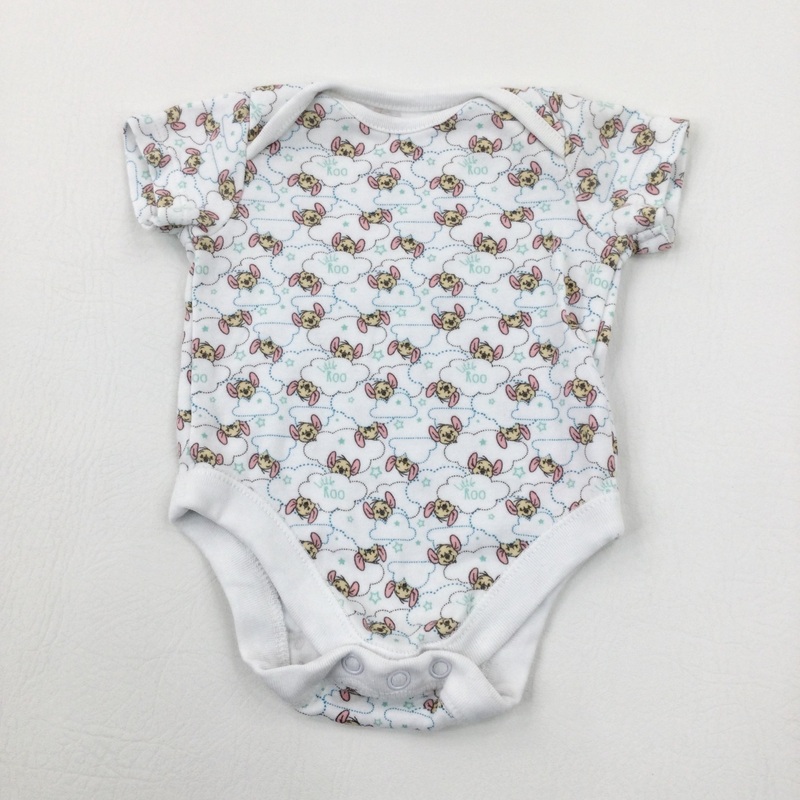 'Little Roo' White Short Sleeve Bodysuit - Girls Newborn