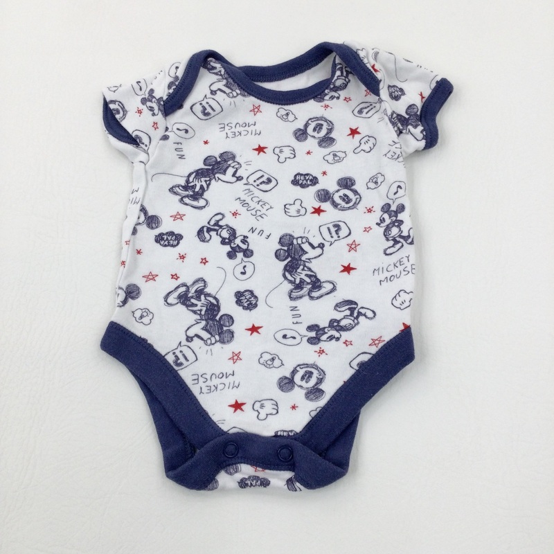 'Mickey Mouse Fun' Navy & White Short Sleeve Bodysuit - Boys Newborn
