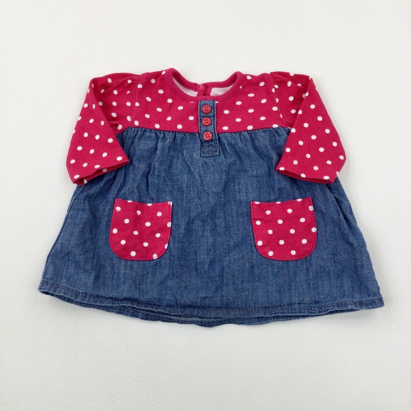 Spotty Pink & Blue Dress - Girls Newborn