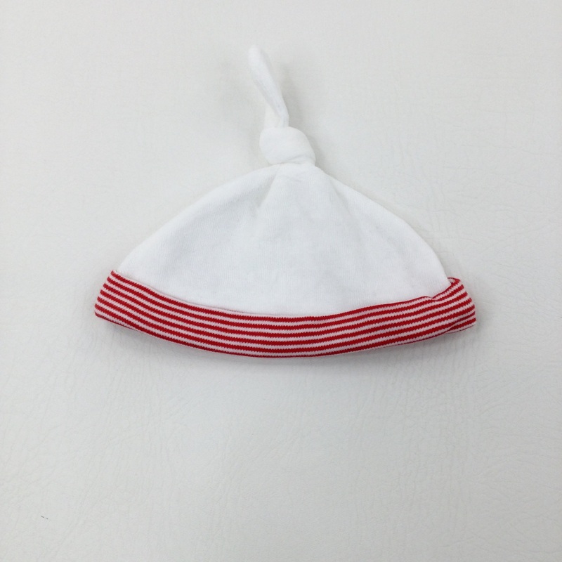 Striped Red & White Hat - Boys 0-3 Months